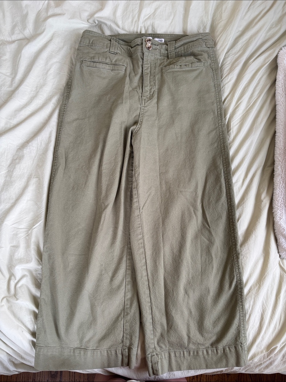 Olive green wide leg cropped pants